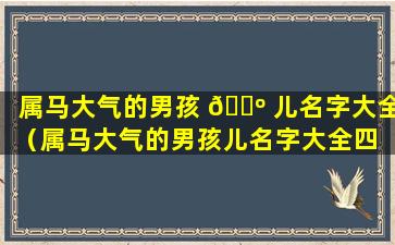 属马大气的男孩 🐺 儿名字大全（属马大气的男孩儿名字大全四 🌲 个字）